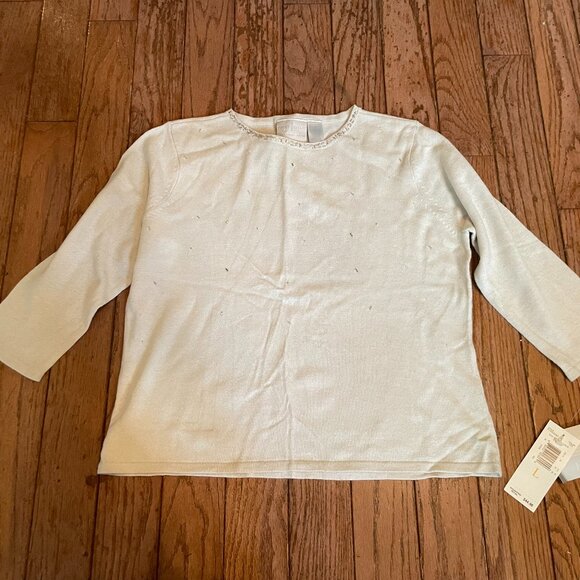 Women's Silk Angora Cashmere Blend Sweater w/ Bead Work - Picture 1 of 2